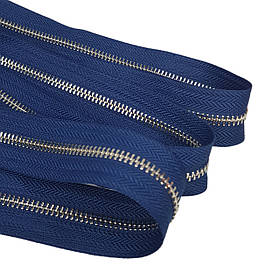 Блискавка рулонна металева двостороння Т5 синя нікель, срібло