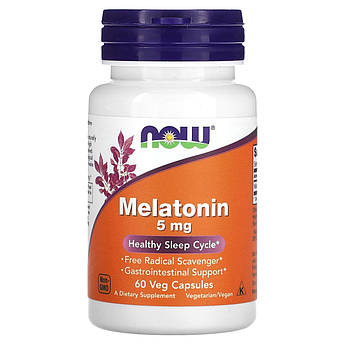 Мелатонін 5 мг Now Foods Melatonin для покращення сну 60 капсул