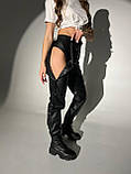 Трендові жіночі штани утеплені на замшевій основі з екошкіри розміри норма, фото 6