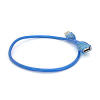 Удлинитель USB 2.0 AM/AF, 0.5m, прозрачный синий Q500(10127#)