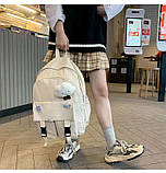 Рюкзак з карманами 3856 чоловічий жіночий дитячий шкільний портфель бежевий, фото 3