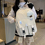 Рюкзак з карманами 3856 чоловічий жіночий дитячий шкільний портфель бежевий, фото 4