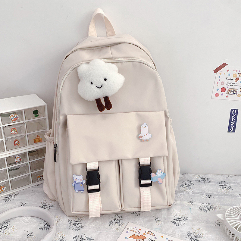 Рюкзак з карманами 3856 чоловічий жіночий дитячий шкільний портфель бежевий, фото 1