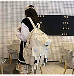 Рюкзак з карманами 3856 чоловічий жіночий дитячий шкільний портфель бежевий, фото 7