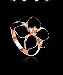 Кільце "Чорна лілія-1" у рожевому золоті