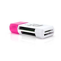 Кардридер універсальний 4в1 MERLION CRD-4YE TF/Micro SD, USB2.0, Purple Q1500 (5353#)