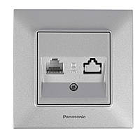 Розетка Panasonic Arkedia Slim компьютерная RJ45 CAT5e, серебряная(25320#)