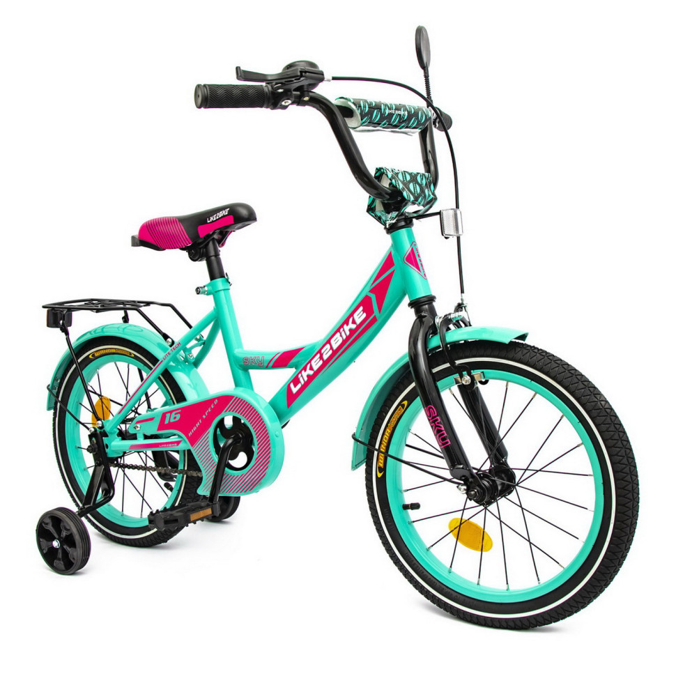 Велосипед mebelime Дитячий mebelime 2-х колісний 16" 211601 (RL7T) Like2bike Sky, бірюзовий, рама сталь, з дзвінком