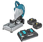 Акумуляторна монтажна пила Makita DLW140PT2 (18В+18В, 5Аг х 2шт, DC18RD, 355мм)