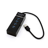Хаб USB 3.0 UH-303, 4 порту, підтримка до 1TB, Black, Blister l
