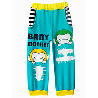 Дитячі трикотажні штани на хлопчика р.86 1-1,5 роки - Мавпочки