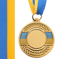 Медаль спортивная с лентой C-3242 d-5 см золото