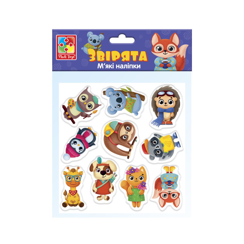 Набір mebelime м'яких наклейок "Звірята" Vladi Toys VT4210-10 (укр)