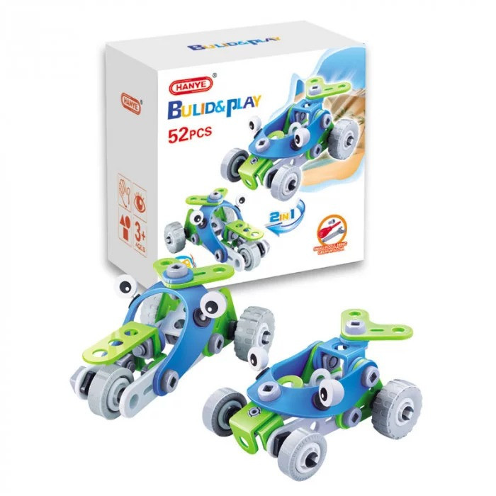 Конструктор mebelime Build&Play 2 в 1 "Гоночні машини" HANYE J-7726, 52 елементи