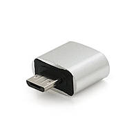 Переходник USB2.0(AF) OTG => microUSB(M), Silver, Пакет(24862#)