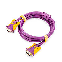 Кабель JH-VGA39 VGA 3+9, 10,0m, male to male (папа-папа), 1 феррит, purple, Пакет(10182#)