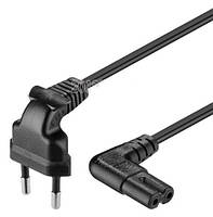 Кабель питания 1.2m, 0.5mm, PC-184/2 CEE7/16-C7 2 pin (для бытовой техники), Black, 90° OEM Q50/250 МЕДЬ!!!