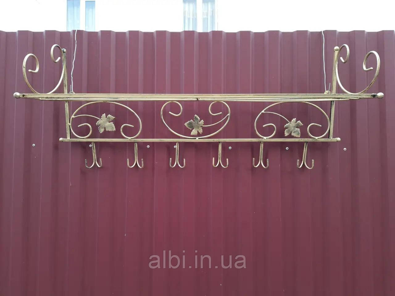 Вішалка кована настінна велика "Трубка" 98см