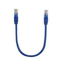 Патч-корд литой RITAR, UTP, RJ45, Cat.5e, 0,3m, синий, Cu (медь)(6047#)