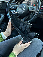 Женские кроссовки New Balance 574 All Black Нью Беланс 574 черные натуральный замш демисезон