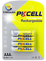 Аккумулятор PKCELL 1.2V  AAA 1000mAh NiMH Rechargeable Battery, 4 штуки в блистере цена за блистер, Q12