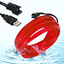 Світлодіодна неонова стрічка для салону авто 3м, USB, Червона / Підсвічування для автомобіля / Діодна стрічка