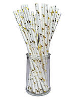 Паперові трубочки для напоїв Фламінго золотий, 25 шт./уп