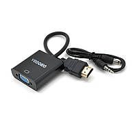 Конвертер VEGGIEG H-V2B HDMI (папа) на VGA(мама) + Audio, 25cm, Black, Пакет(17450#)