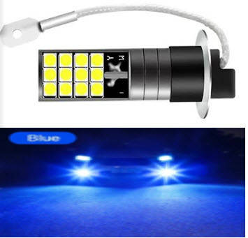 Світлодіодна лампа синя H3 LED ДХО 24 SMD 3030 12V, фото 1
