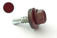 Саморіз покрівельний 4,8*19 DIN 7504K RAL 3005 для металу (пач 50 шт.) (колір — винно-червоний) APRO