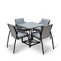 Набір стіл та стільці садових меблів "Парма" Сірий від Mix-Line
