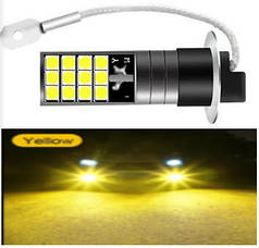 Світлодіодна лампа жовта H3 LED ДХО у протитуманку H3 LED 24SMD 3030 12 V