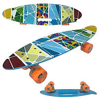 Скейт Penny Best Board LED 60 х 17см Abstraction с ручкой колеса PU светится Blue/Yellow (452446) (С 32040/02)