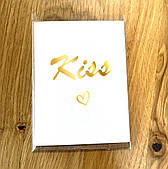 Міні листівка 8*10 см з конвертом "Kiss" золото