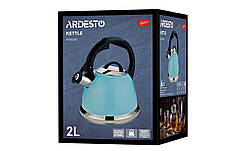 Чайник Ardesto Gemini, 2 л, блакитний тиффані, неіржавка сталь., фото 3
