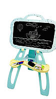 Мольберт детский двухсторонний магнитный с полочкой Artists, цветной мел, маркер, губка, Голубой