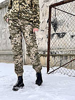 Теплые женские военные штаны пиксель, брюки камуфляжные женские на флисе ВСУ