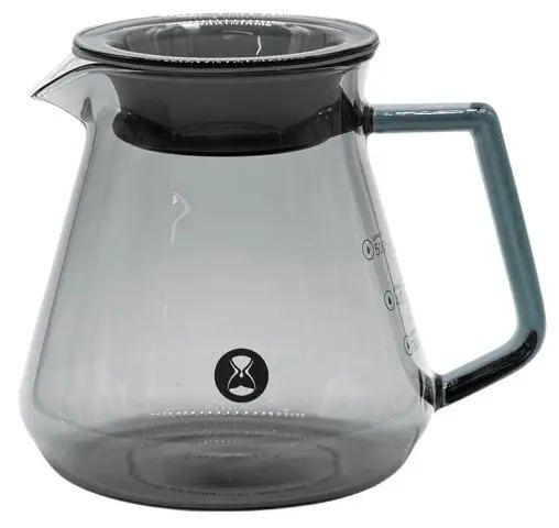 Кувшин для кавоварки Timemore Чорний, 600 мл, сервер для кави V60 скляний для чаю сервірувальний з носиком і кришкою