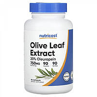 Экстракт листьев оливы Nutricost (Olive Leaf Extract) 750 мг (20% олеуропеин) 90 капсул