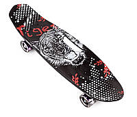 Пенни-борд Penny Best Board LED Tiger с ручкой колеса PU светящиеся Black/Red 65 см (455470) (C 40311/01)