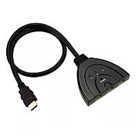 Разветвитель HDMI(папа) на 3* HDMI(мама), 1080P, 0,8 м, Black(7215#)