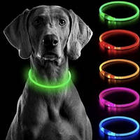 Ошейник с подсветкой для собак в асортименте цветов на выбор, USB 70 см 7 мм, Ночник для собак