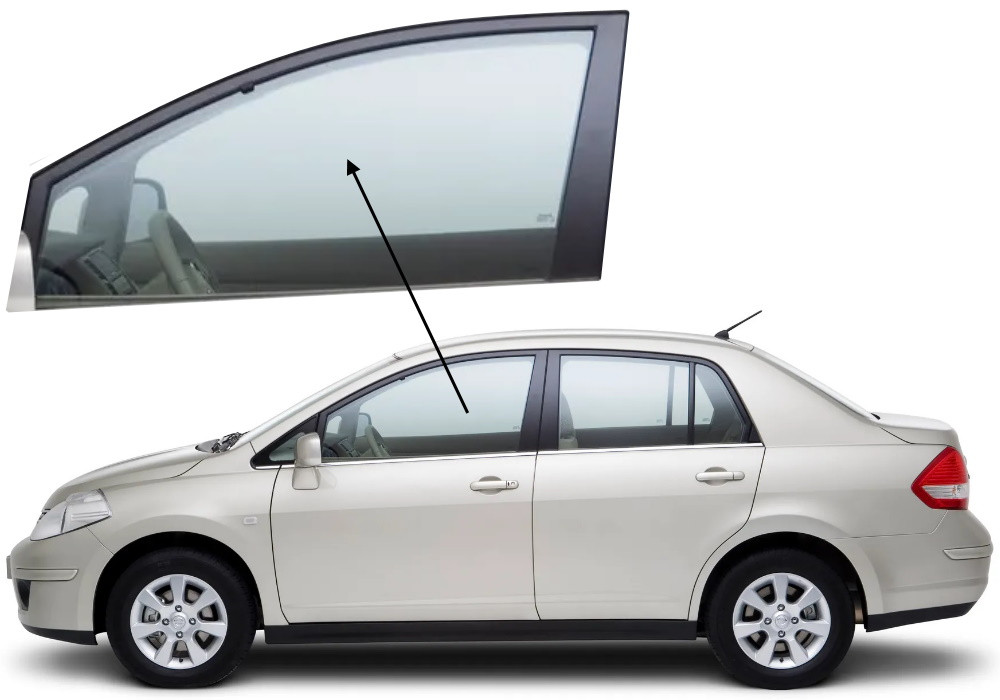 Бічне скло Nissan Tiida 2007-2011 передніх дверей ліве, фото 1