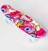 Пенні-борд Penny Best Board LED з ручкою колеса PU світяться Pink 65 см 4452340) (C 40311/03)