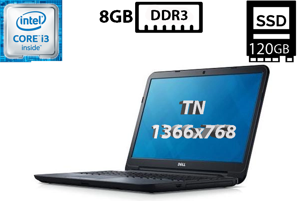 Ноутбук Dell Latitude 3540/15.6”TN(1366x768)/Intel Core i3-4030U 1.90GHz/8GB DDR3/SSD 120GB/Intel HD Graphics