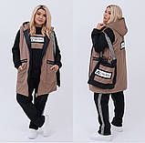 Стильний зимовий теплий жіночий костюм 4 великі розміри з жилеткою та сумкою (р.48-62). Арт-2852/24, фото 6