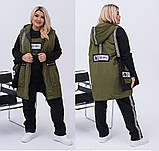 Стильний зимовий теплий жіночий костюм 4 великі розміри з жилеткою та сумкою (р.48-62). Арт-2852/24, фото 9