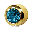 Сережки Caflon блакитний циркон у золотій оправі 3 мм (стерильні) (Арт. yb12r), фото 2