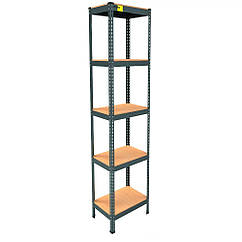 Металевий складський стелаж Emby Light Series (розмір 2100х450x300мм) 5 полиць ДСП до 100кг Чорний