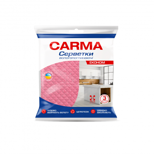 Серветки вологопоглинаючі, 3шт, CARMA, Арт.48799